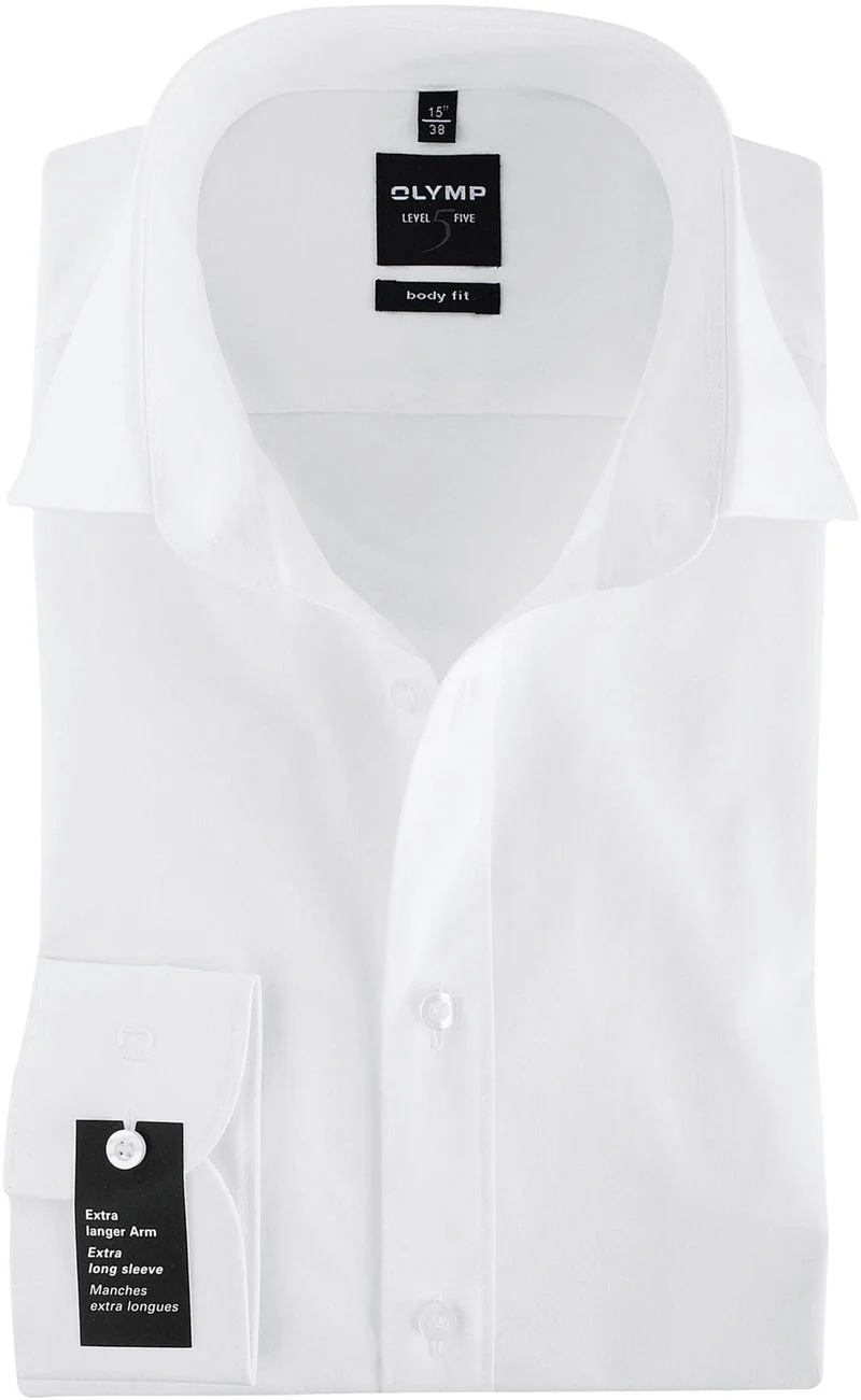 OLYMP Level Five Hemd Extra Lange Ärmel Weiß Body Fit - Größe 45 günstig online kaufen
