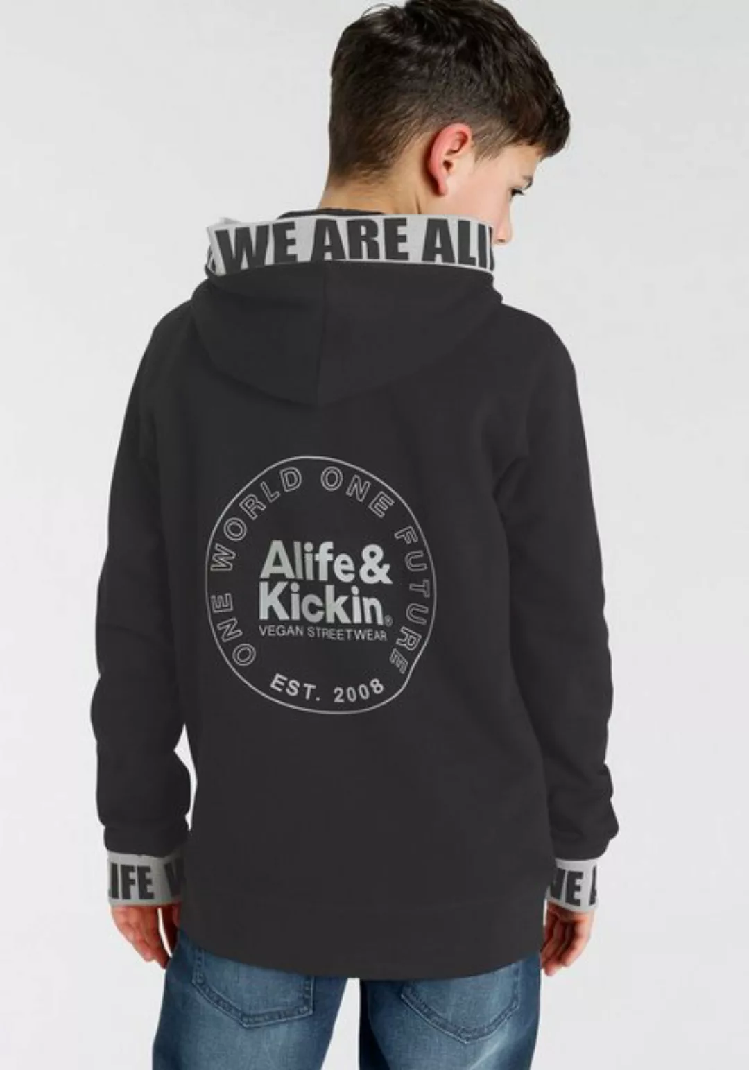 Alife & Kickin Kapuzensweatshirt Rückenprint und beschrifteten Bündchen, NE günstig online kaufen