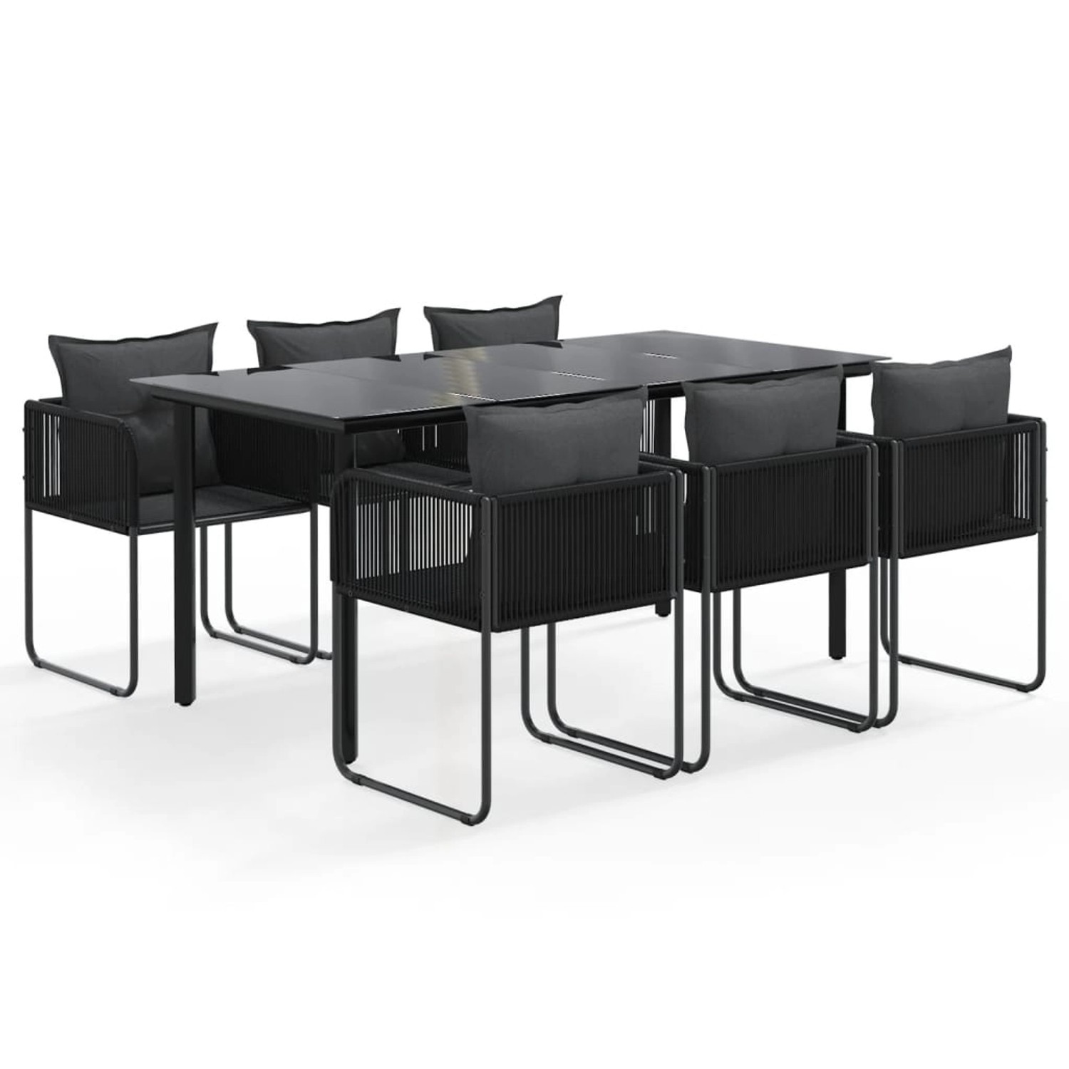 vidaXL 7-Tlg Garten-Essgruppe Schwarz 3156497 günstig online kaufen