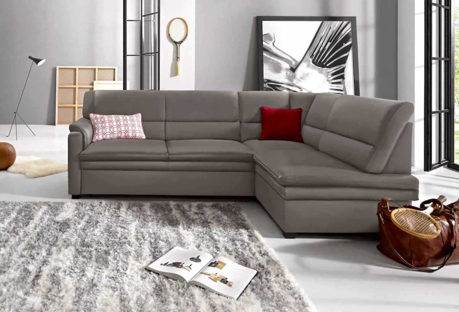 sit&more Ecksofa "Pisa L-Form", mit Federkern, wahlweise mit Bettfunktion günstig online kaufen