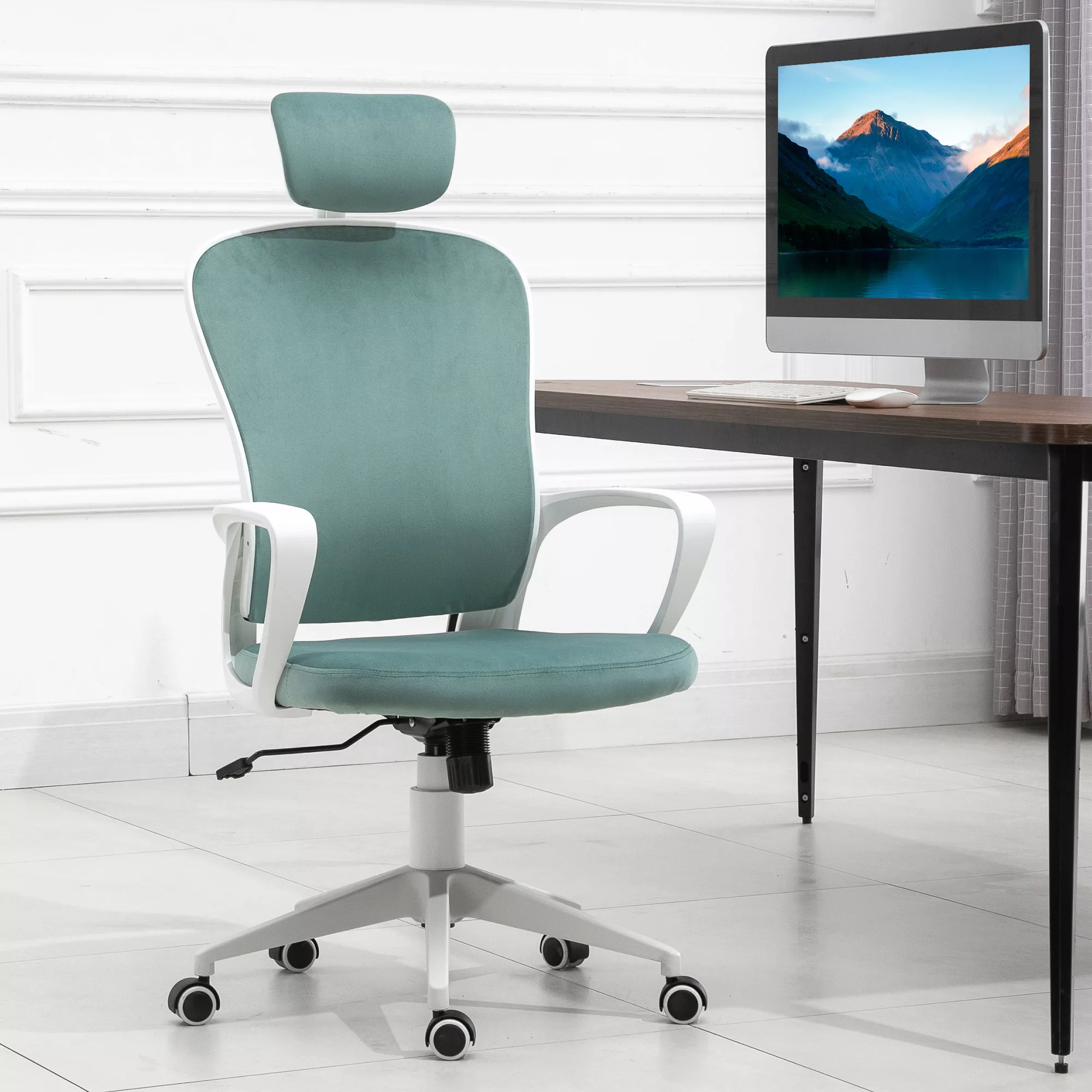 Vinsetto Schreibtischstuhl  Ergonomischer Bürostuhl mit Wippfunktion, Armle günstig online kaufen