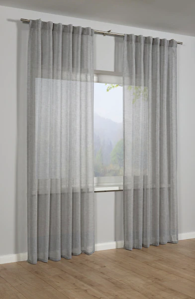 GARDINIA Gardine »Schal mit verdeckten Schlaufen«, (1 St.), transparent, Po günstig online kaufen