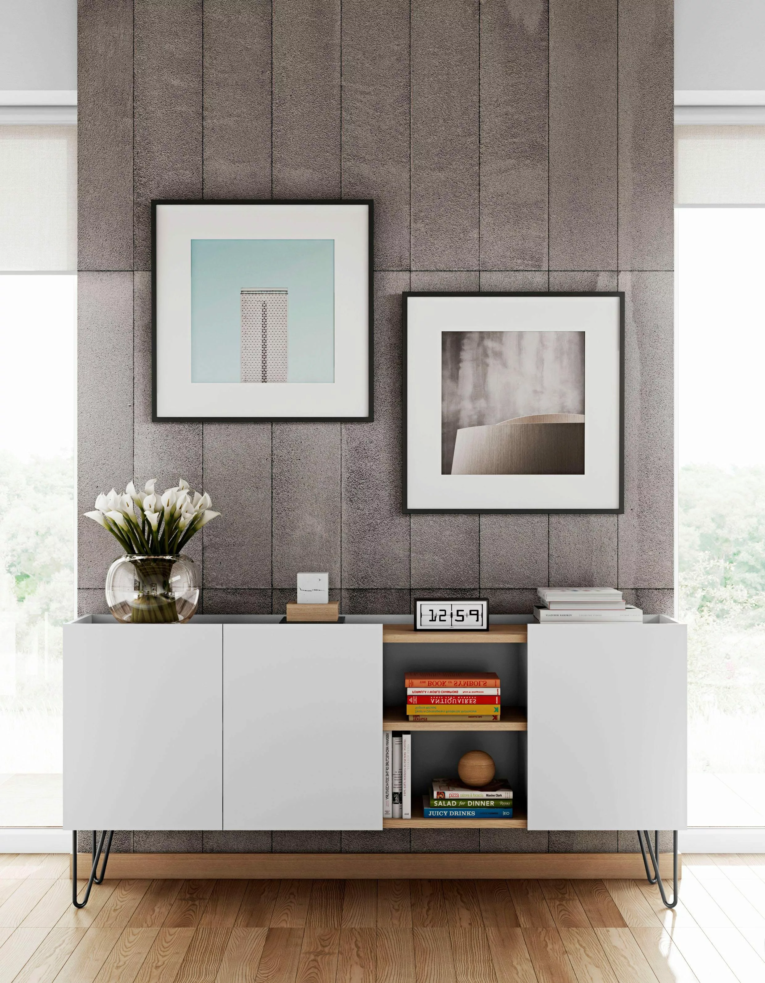 TemaHome Sideboard "Nina", Kommode, schwarz lackiertes Metallgestell; Breit günstig online kaufen