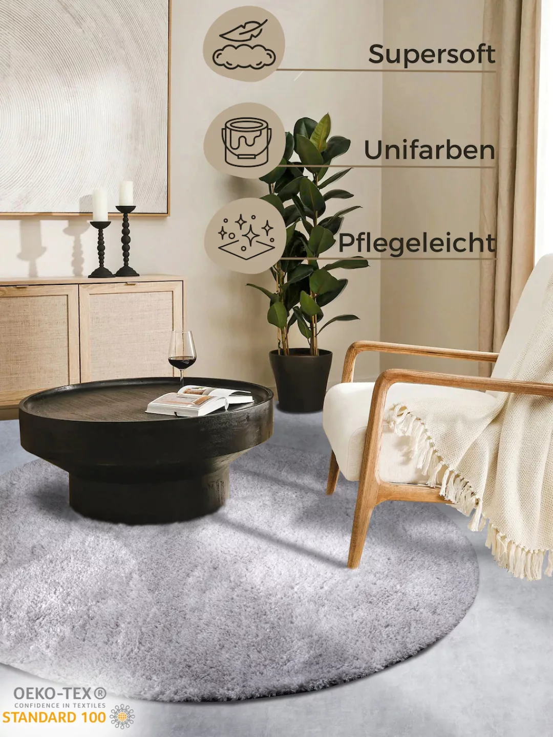 HANSE Home Hochflor-Teppich »Olaf«, rund, 38 mm Höhe, Langflor, Shaggy, ein günstig online kaufen