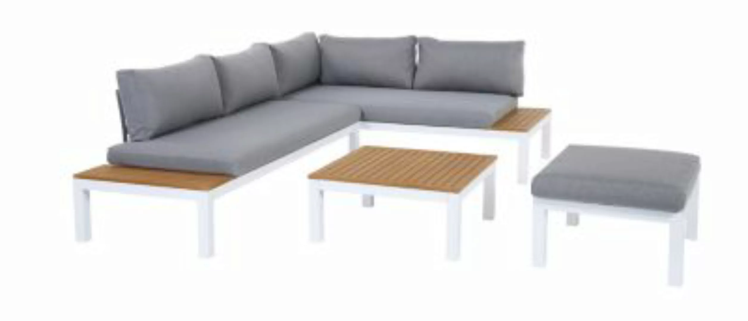 Gartenfreude Lounges Aluminium Sitzgarnitur Ambience Combi weiß/beige günstig online kaufen