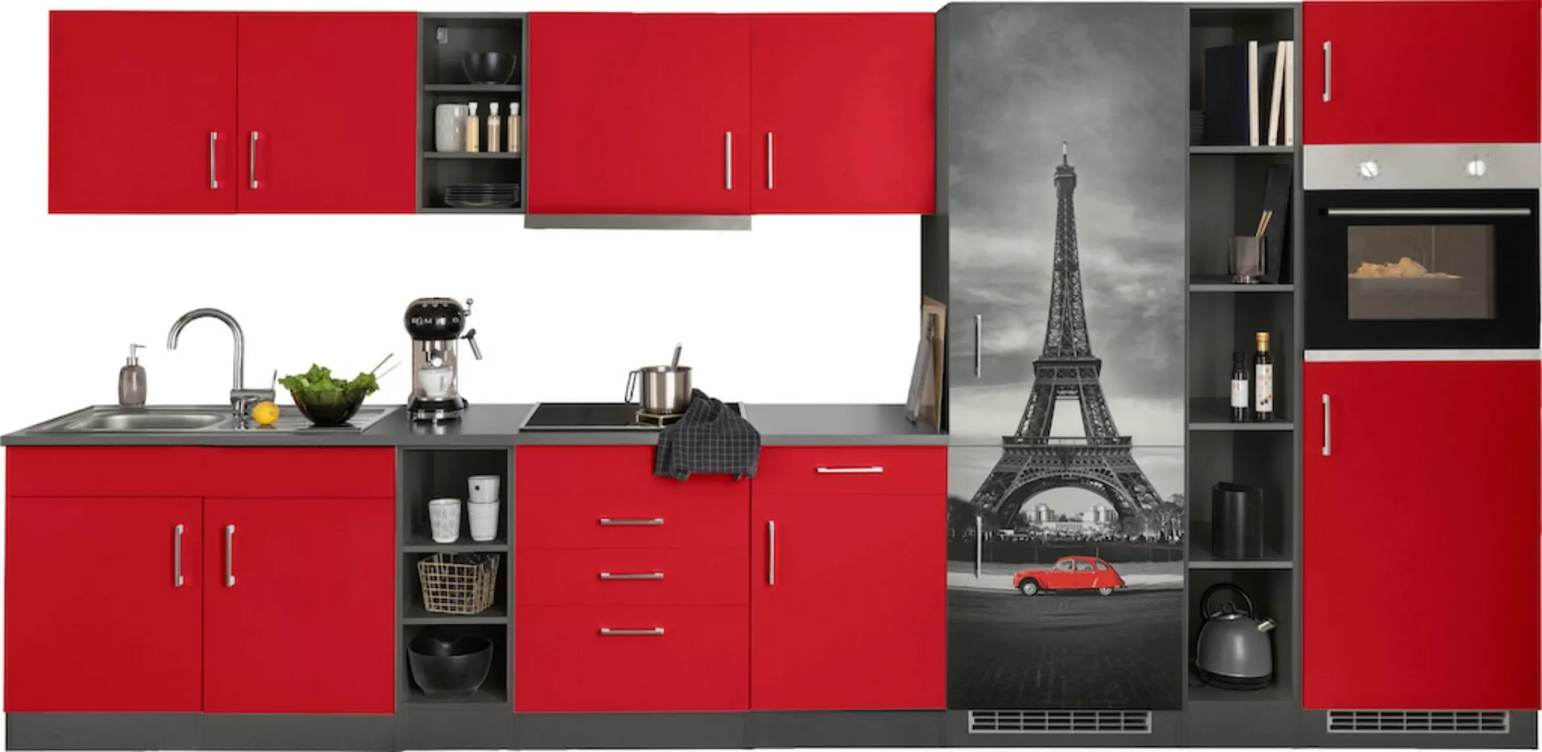 HELD MÖBEL Küchenzeile "Paris", mit E-Geräten, Breite 390 cm, mit großer Kü günstig online kaufen