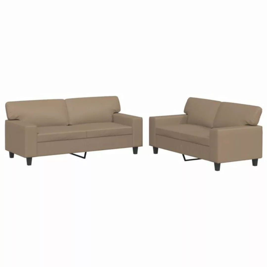 vidaXL Sofa, 2-tlg. Sofagarnitur Cappuccino-Braun Kunstleder günstig online kaufen