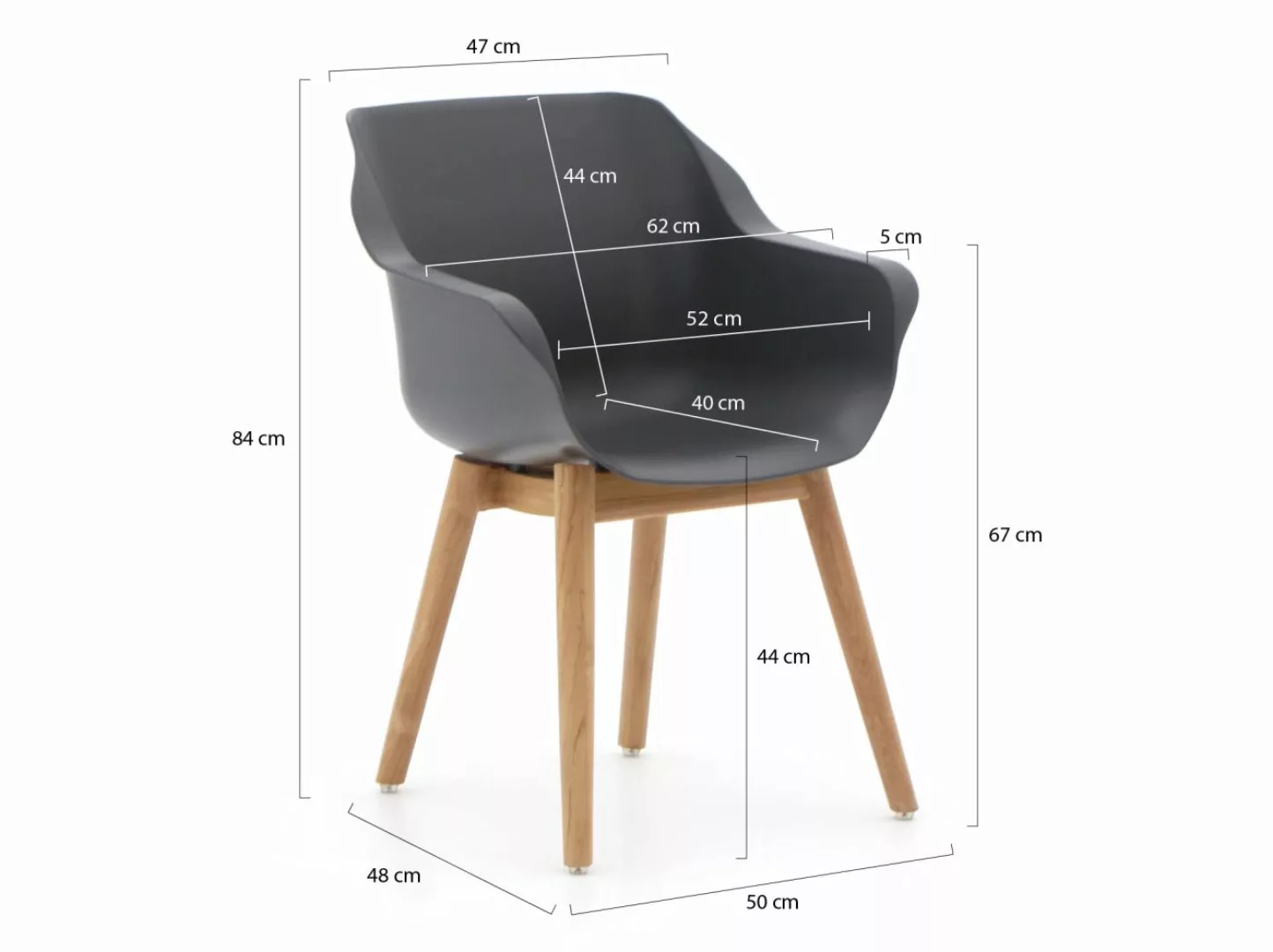 Sophie Teak ergonomischer Outdoorsessel Anthrazit günstig online kaufen