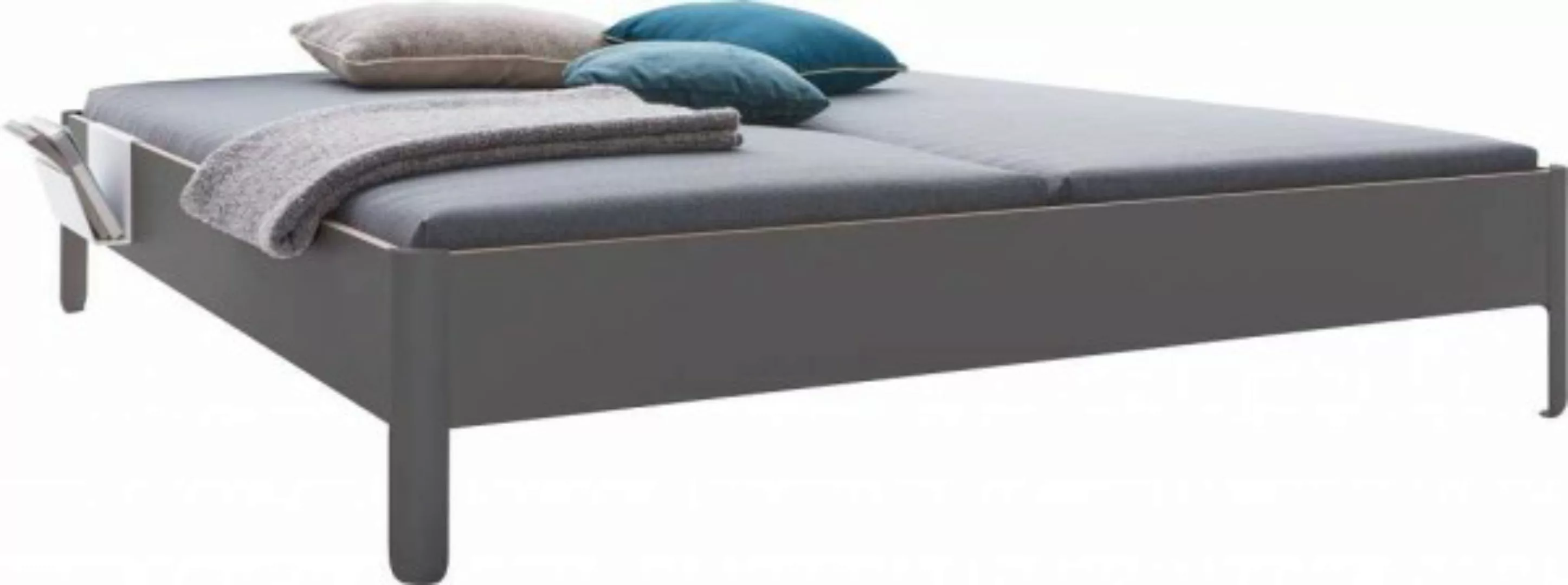 NAIT Doppelbett farbig lackiert Anthrazitgrau 140 x 200cm Ohne Kopfteil günstig online kaufen