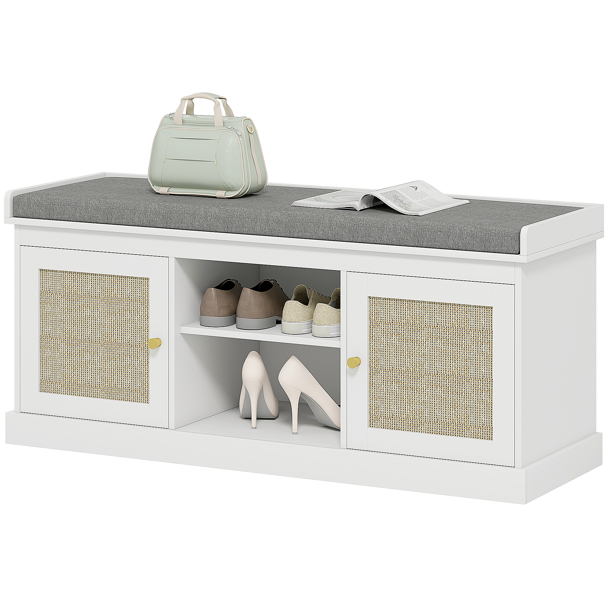 HOMCOM Schuhschrank Bank Schuhaufbewahrung Bohemian Style mit Gepolsterter günstig online kaufen