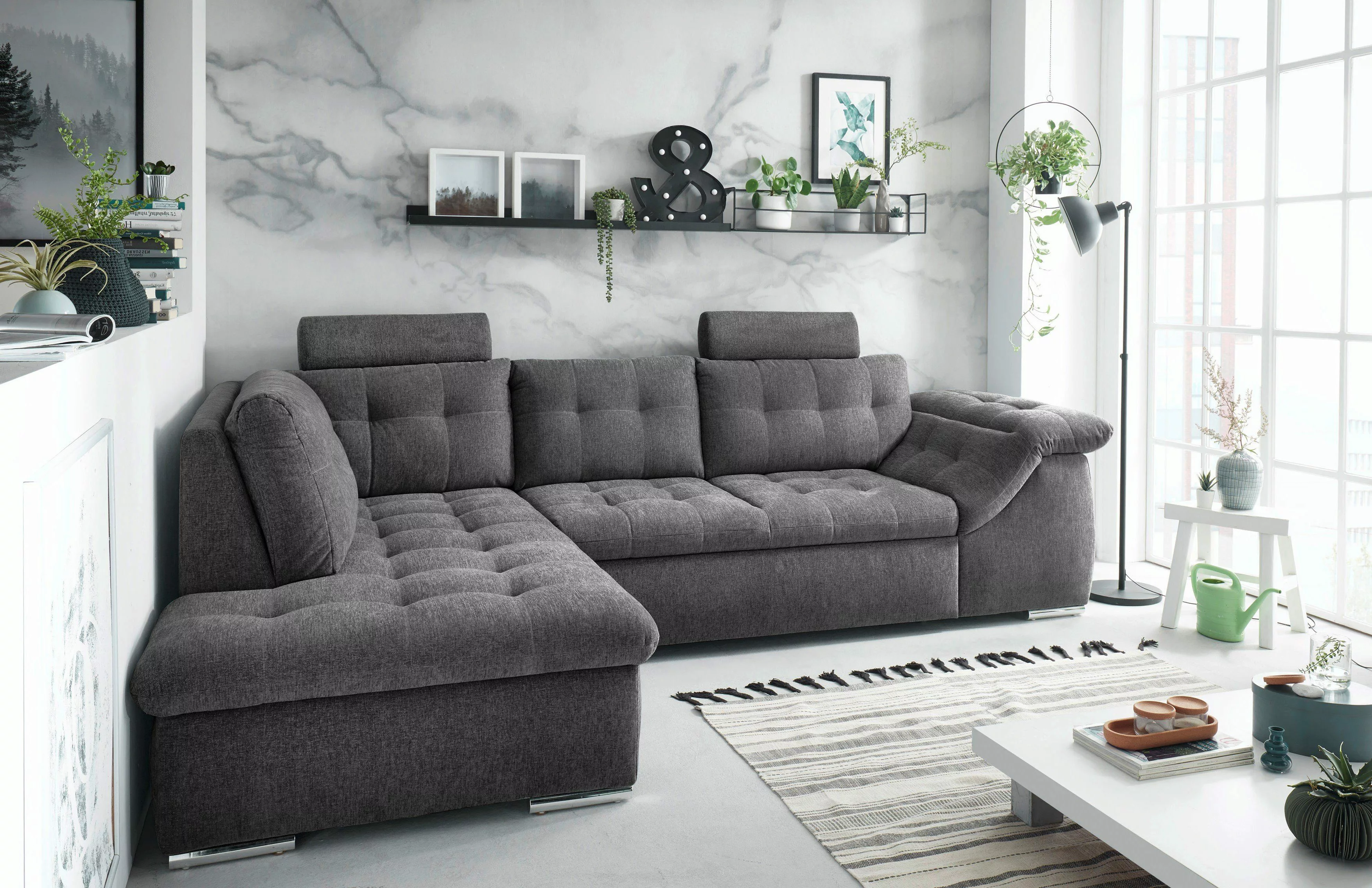 ED EXCITING DESIGN Ecksofa Oman, mit Bettfunktion, Bettkasten, Armteilverst günstig online kaufen