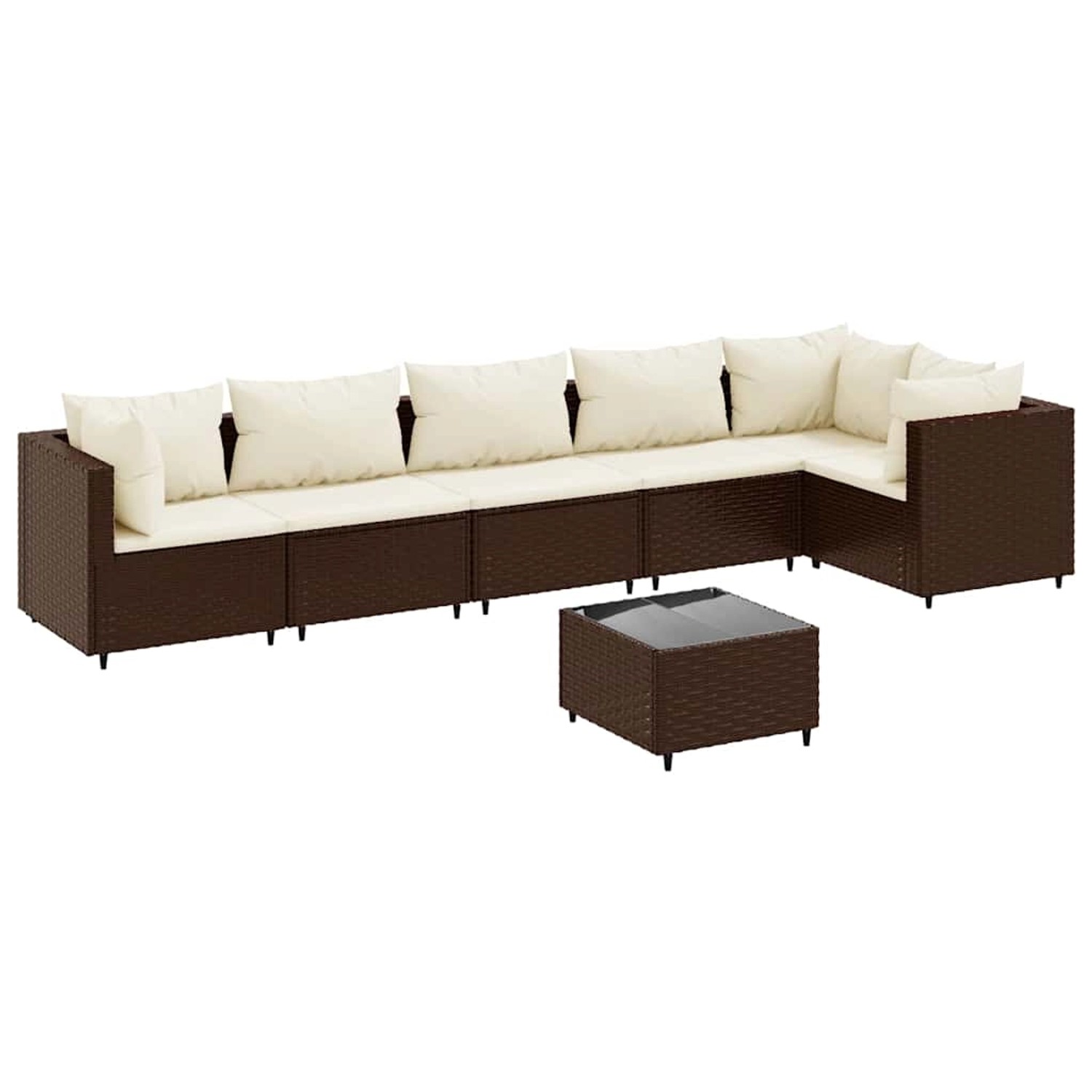 vidaXL 7-Tlg Garten-Lounge-Set mit Kissen Braun Poly Rattan 3308113 günstig online kaufen