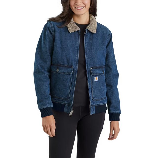 Carhartt Kurzjacke Damen Relaxed Fit - Isolierte Denimjacke mit Sherpa günstig online kaufen