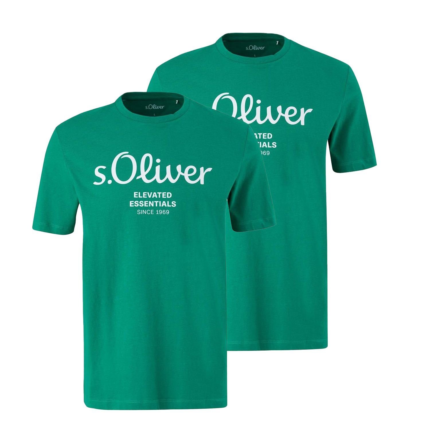 s.Oliver T-Shirt mit Metallic-Logo-Aufdruck im 2er günstig online kaufen