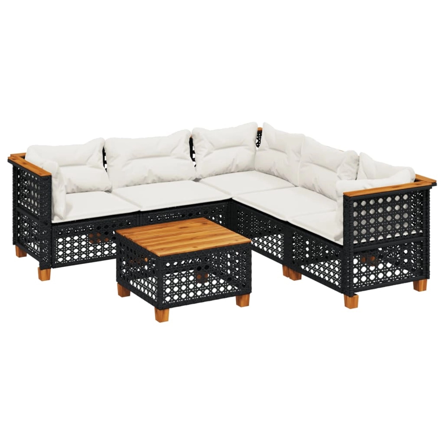 vidaXL 6-Tlg Garten-Sofagarnitur mit Kissen Schwarz Poly Rattan 3261830 günstig online kaufen