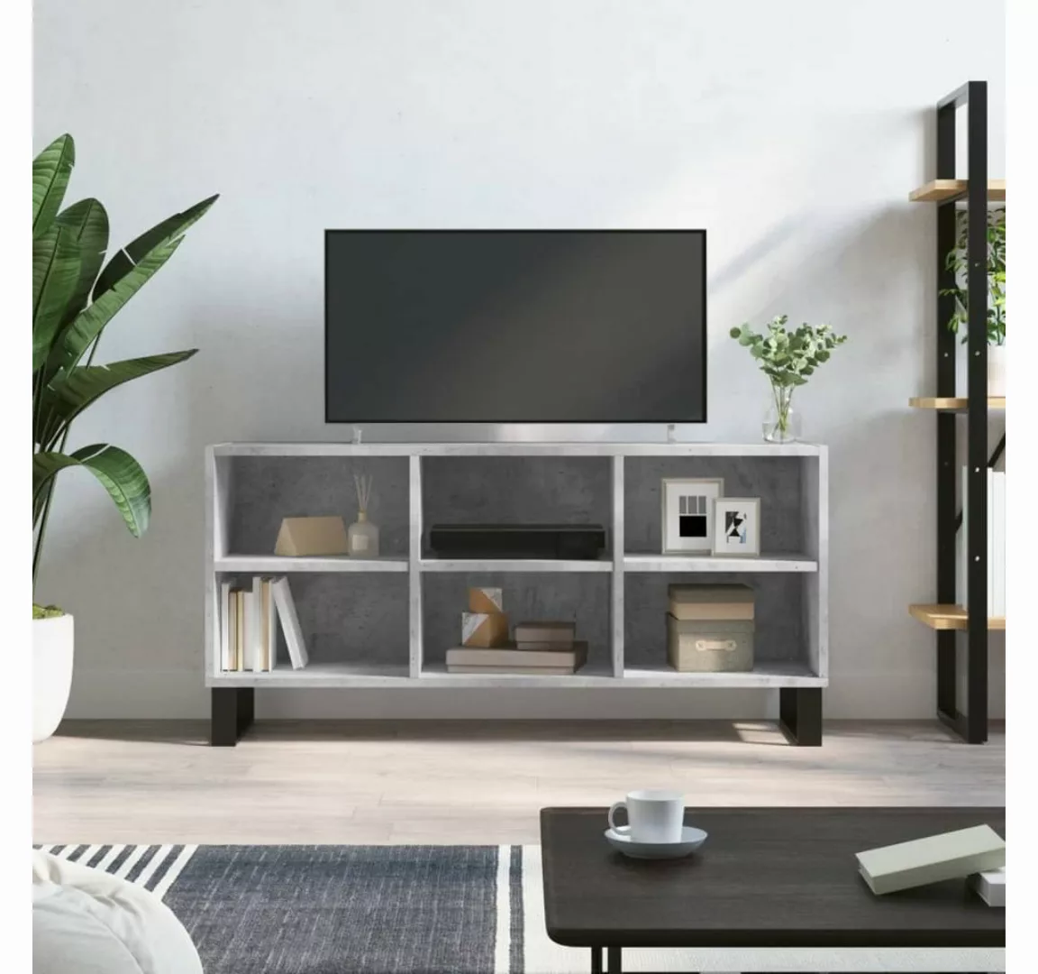 furnicato TV-Schrank Betongrau 103,5x30x50 cm Holzwerkstoff günstig online kaufen