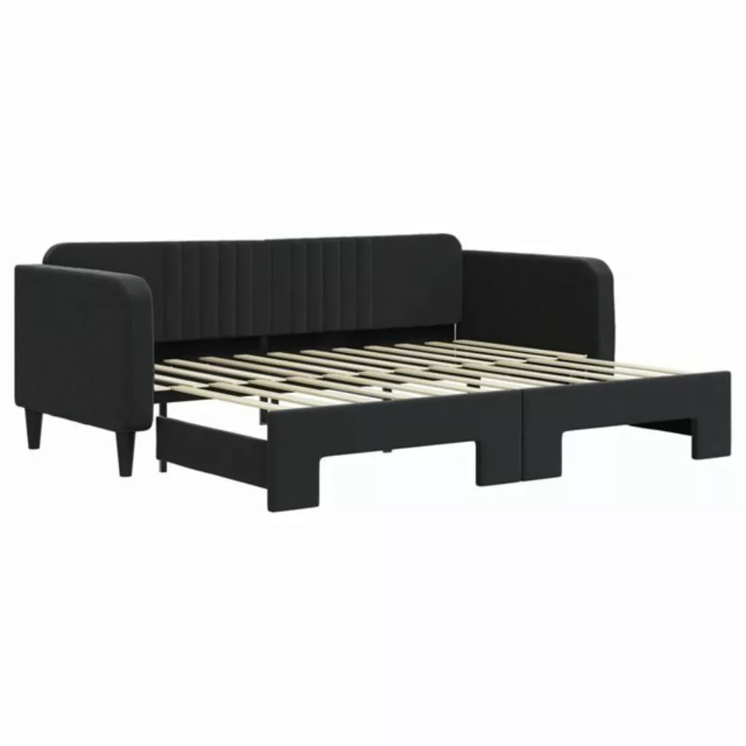 vidaXL Gästebett Gästebett Tagesbett Ausziehbar Schwarz 90x200 cm Samt Bett günstig online kaufen