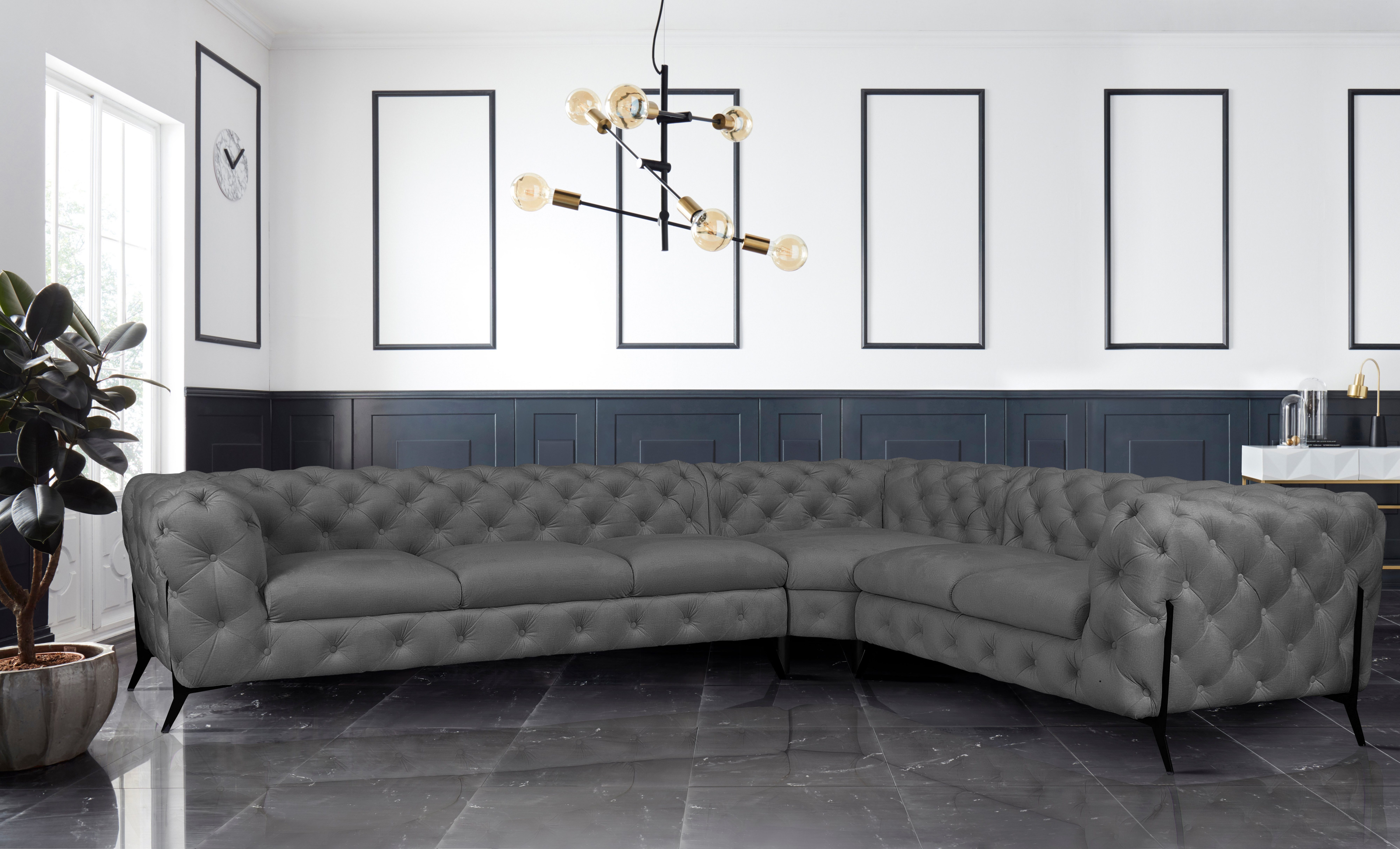 Leonique Chesterfield-Sofa "Amaury L-Form", großes Ecksofa, Chesterfield-Op günstig online kaufen