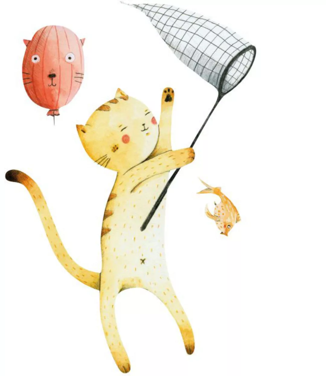 Wall-Art Wandtattoo "Bunte Tierwelt Katze mit Ballon", (1 St.) günstig online kaufen