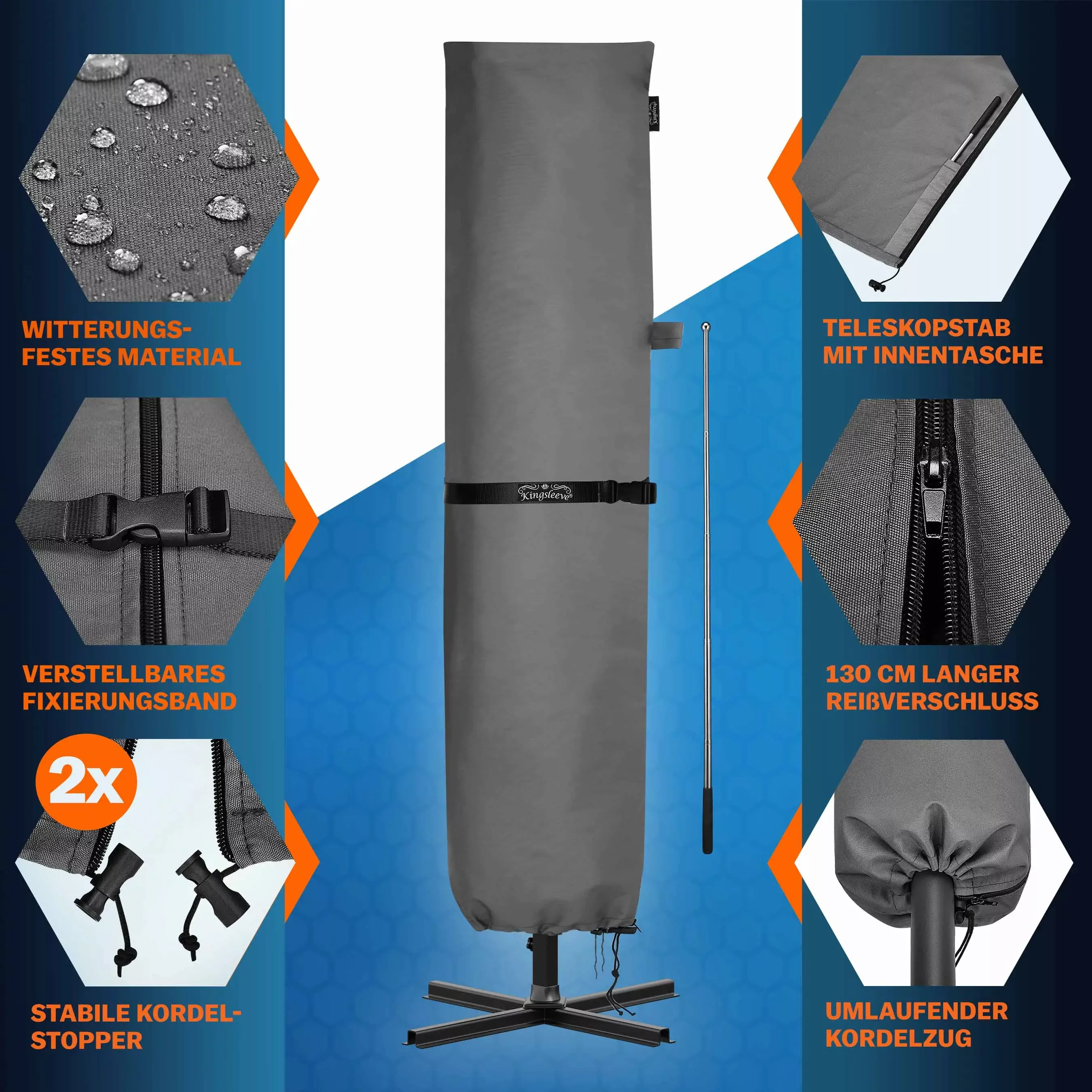 Kingsleeve Sonnenschirm-Schutzhülle (1-St), bis Ø 350 günstig online kaufen