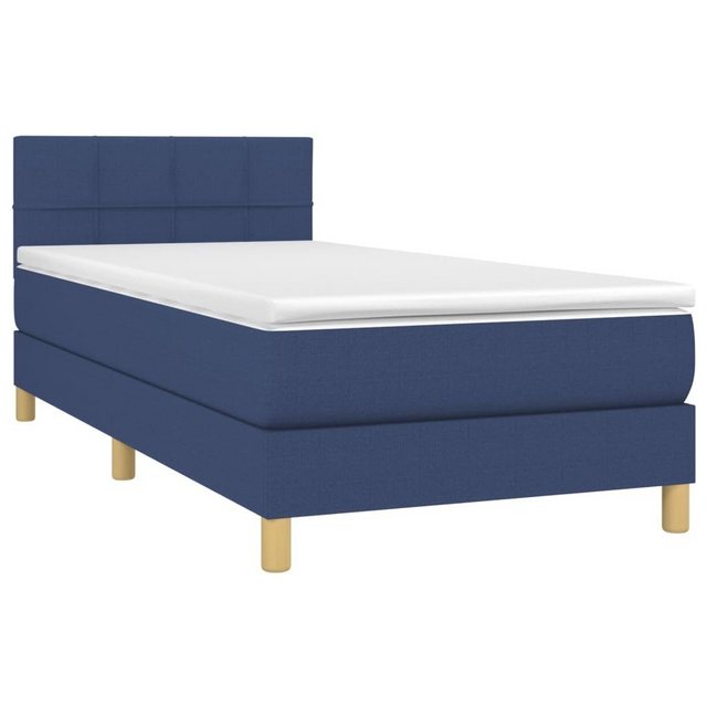 vidaXL Bettgestell Boxspringbett mit Matratze LED Blau 90x200 cm Stoff Bett günstig online kaufen