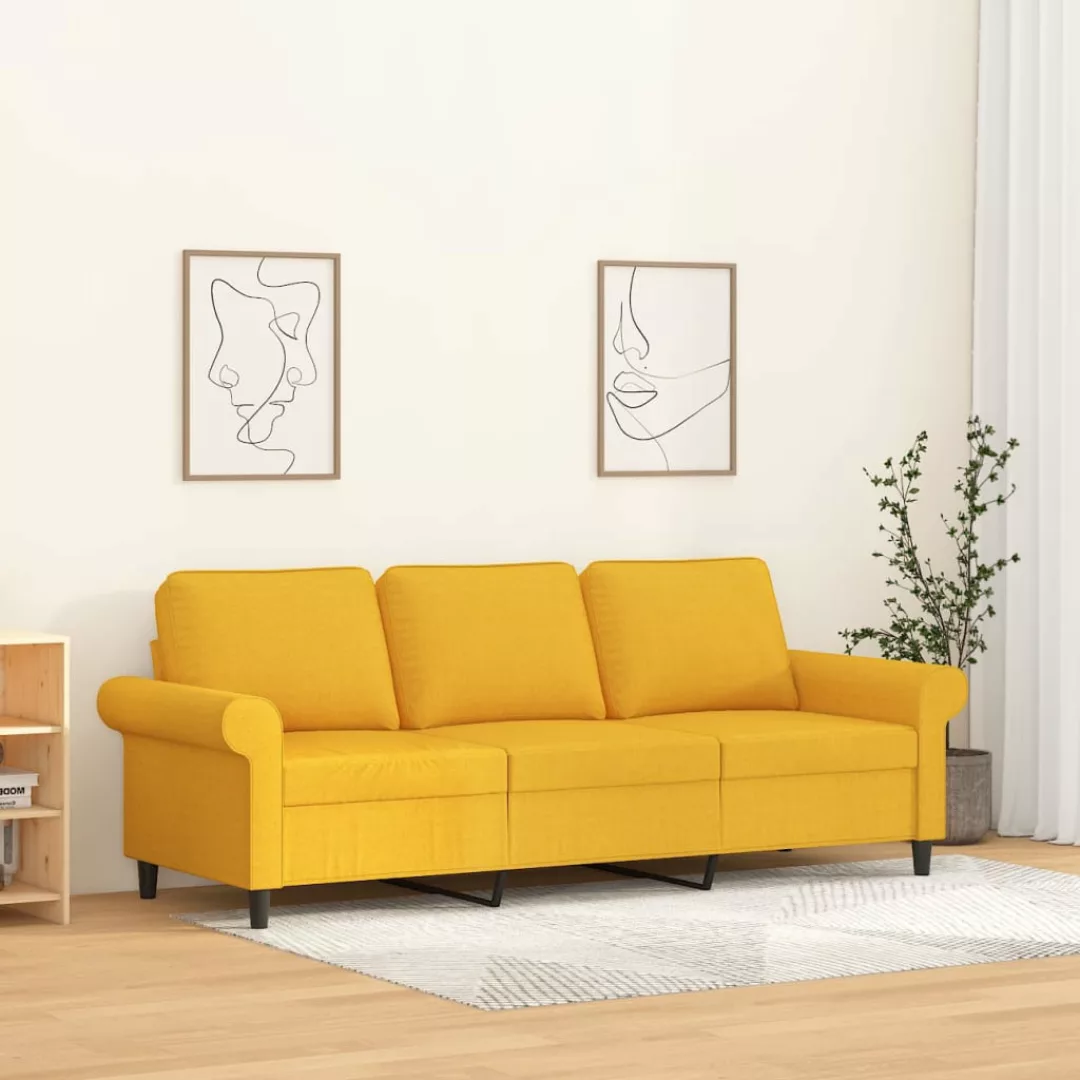 Vidaxl 3-sitzer-sofa Hellgelb 180 Cm Stoff günstig online kaufen