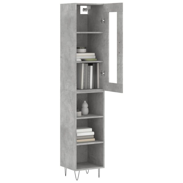 vidaXL Vitrine Highboard Betongrau 34,5x34x180 cm Spanplatte Glas Vitrine günstig online kaufen