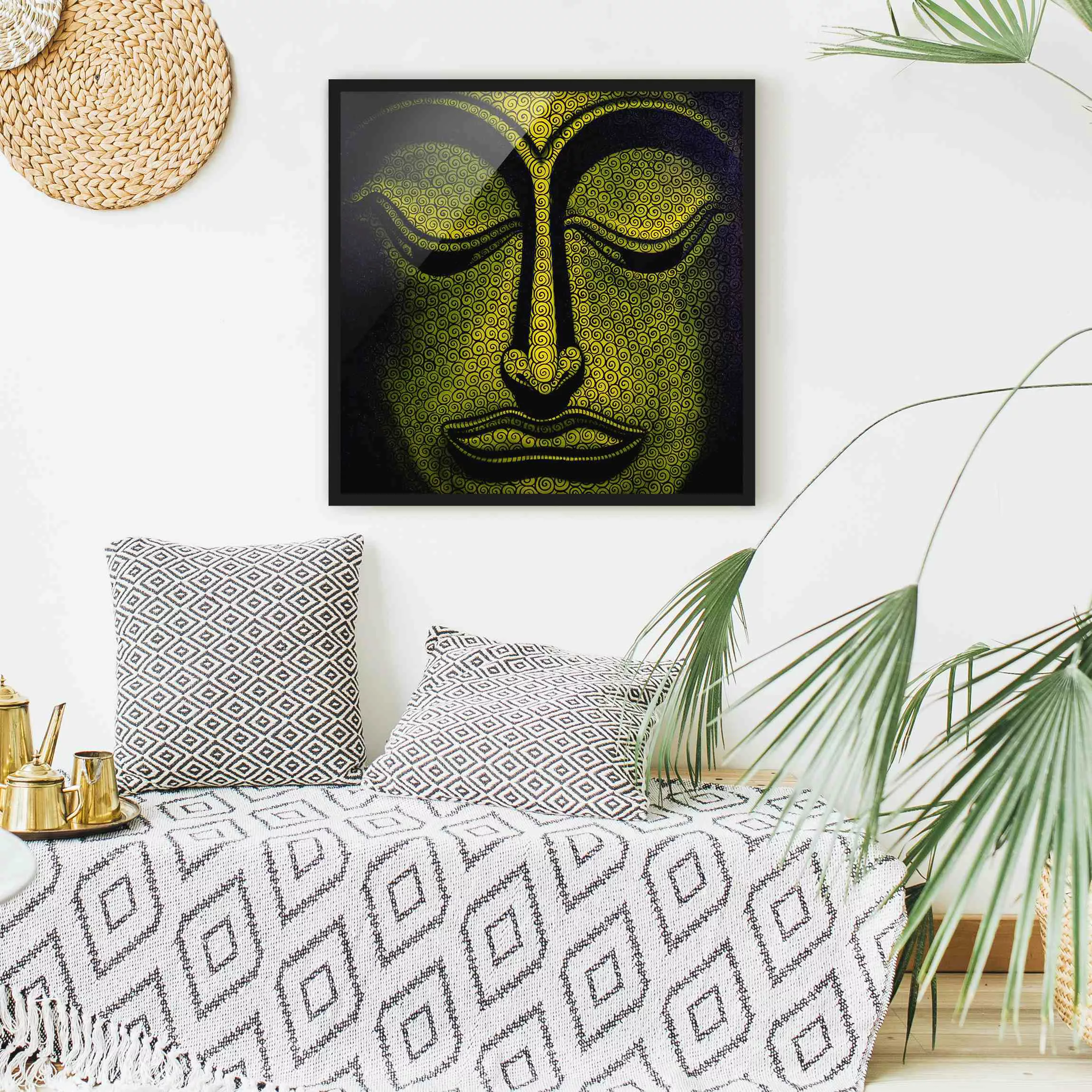 Bild mit Rahmen - Quadrat Buddha in Laos günstig online kaufen