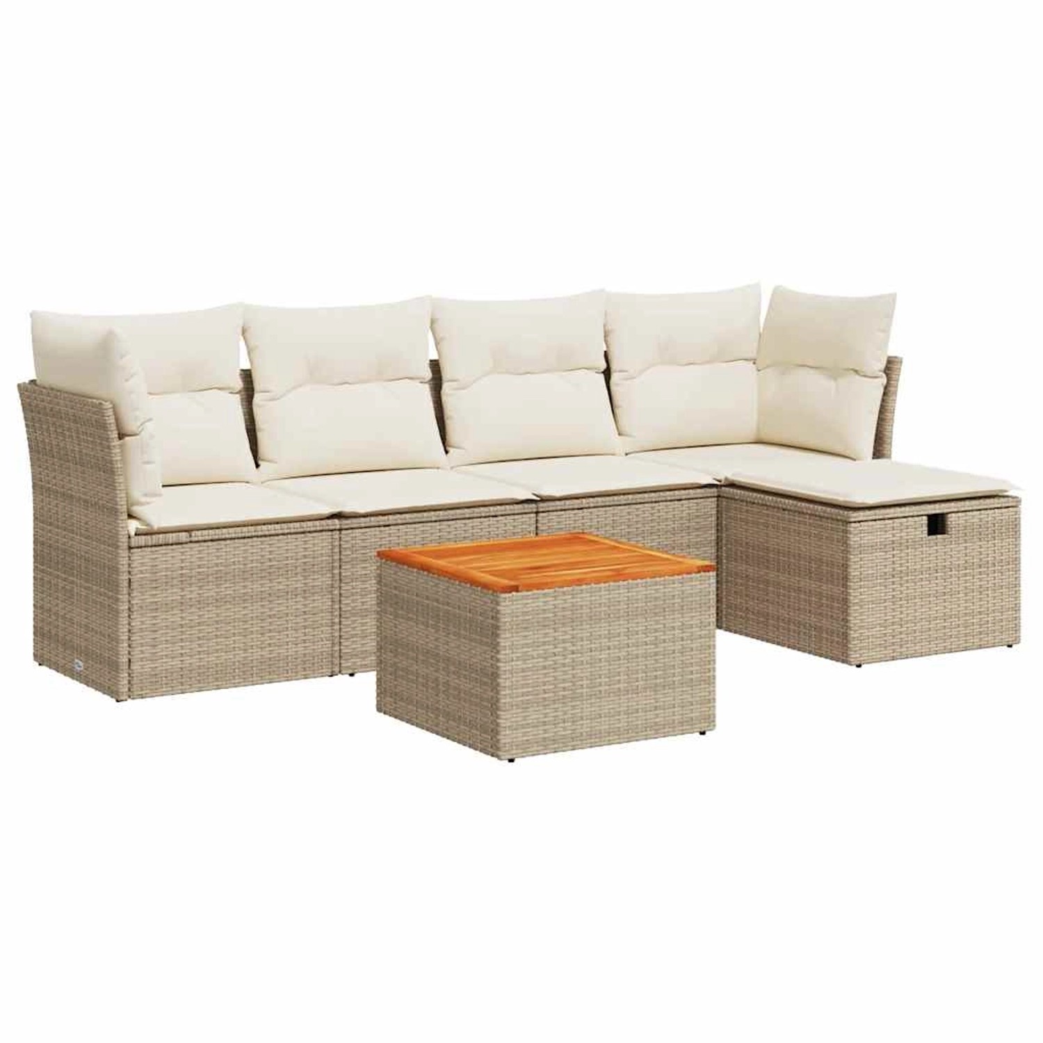 vidaXL 6-Tlg Garten-Sofagarnitur mit Kissen Beige Poly Rattan 3325754 günstig online kaufen
