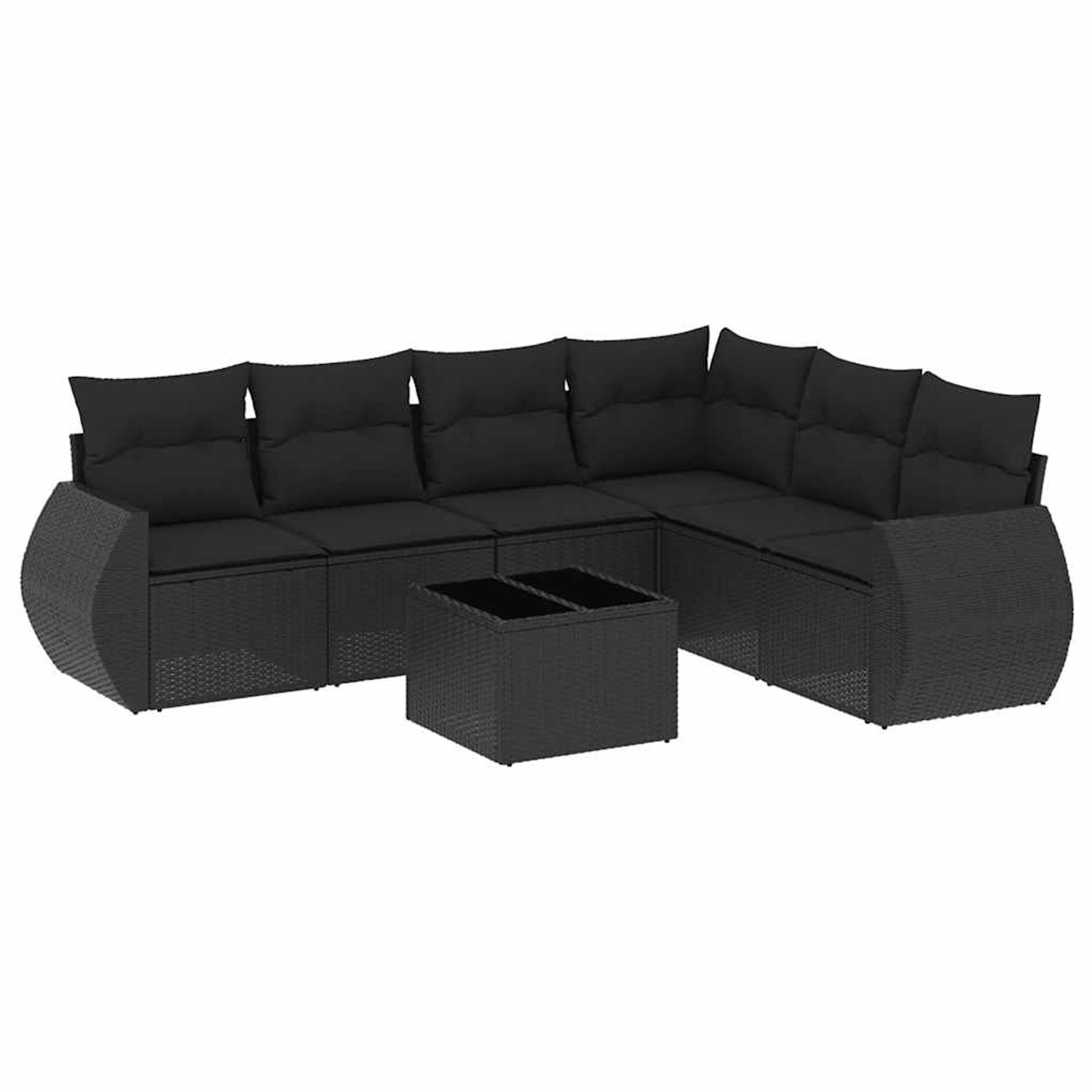 vidaXL 7-Tlg Garten-Sofagarnitur mit Kissen Schwarz Poly Rattan 3253752 günstig online kaufen