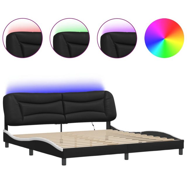 vidaXL Bett Bettgestell mit LED Schwarz und Weiß 200x200 cm Kunstleder günstig online kaufen