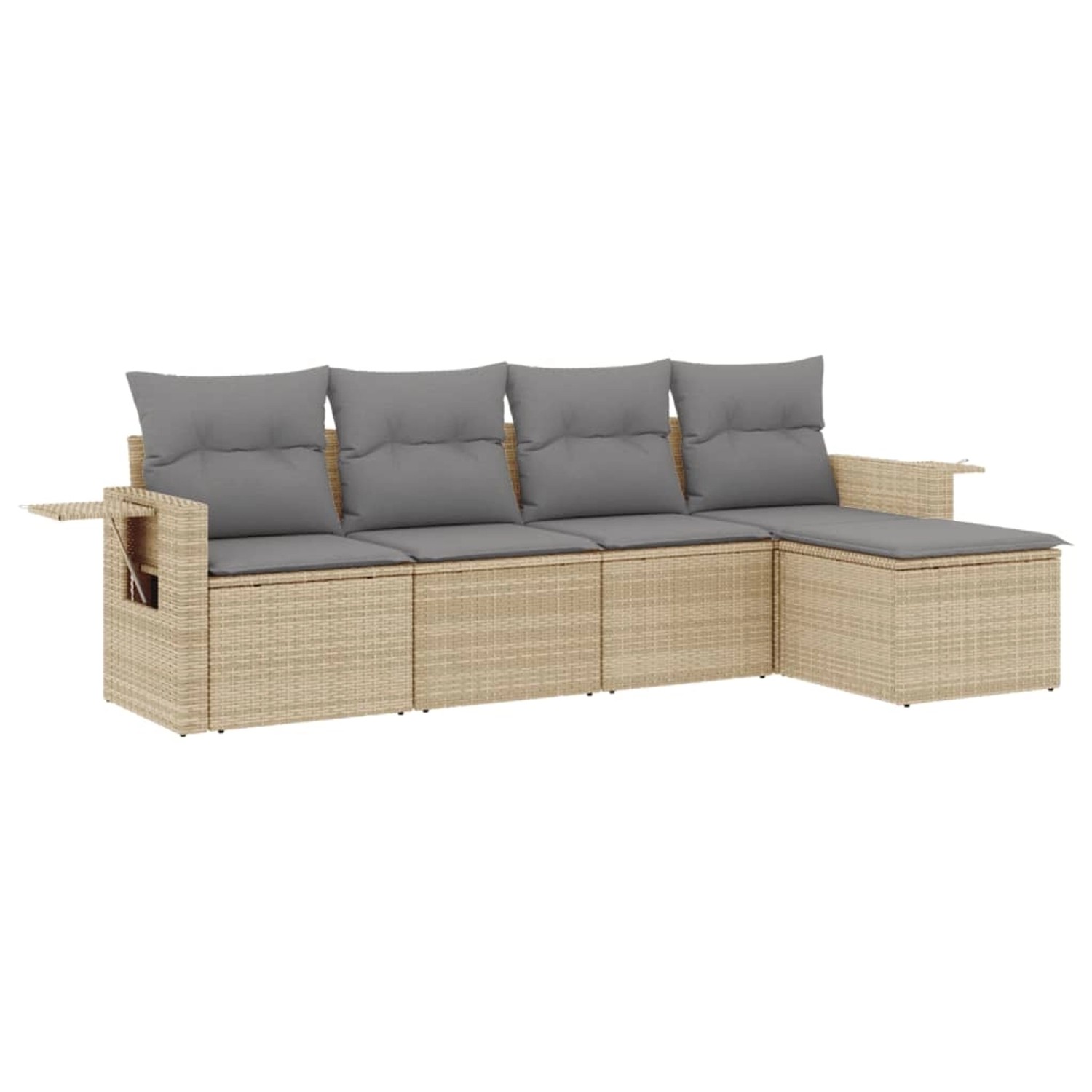 vidaXL 5-Tlg Garten-Sofagarnitur mit Kissen Beige Poly Rattan 3252426 günstig online kaufen