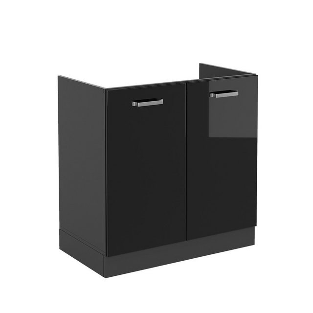 Vicco Spülenunterschrank R-Line, Schwarz Hochglanz/Anthrazit, 80 cm, AP Ant günstig online kaufen