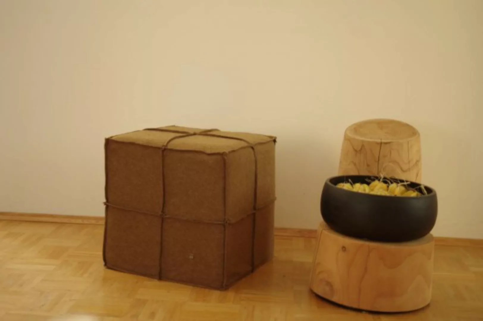 Filzhocker Cube hellbraun meliert günstig online kaufen