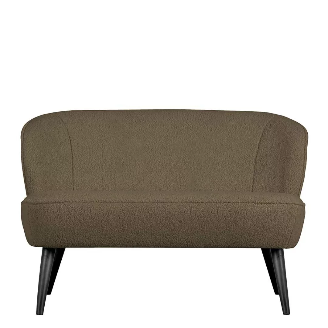 Plüsch Sofa in Hellbraun Retrostil günstig online kaufen