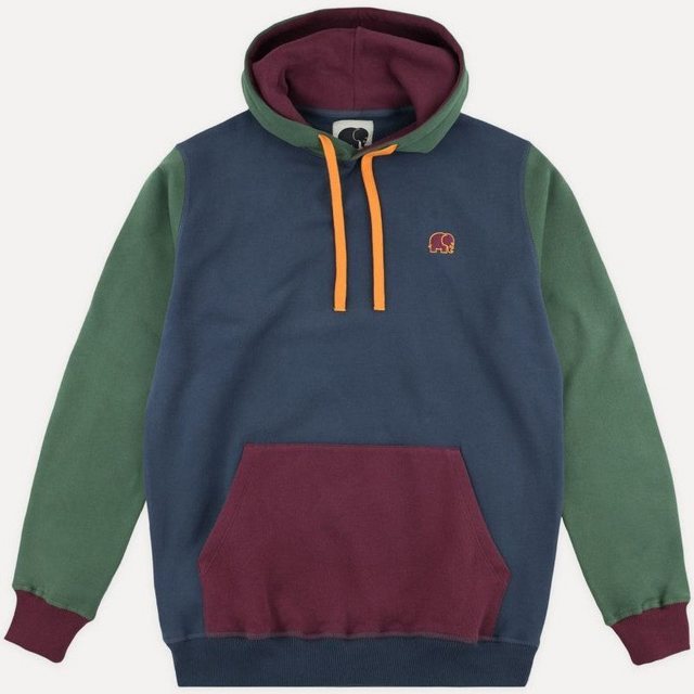 Trendsplant Rundhalspullover Organic Color Block Hoodie Trendsplant Blue günstig online kaufen