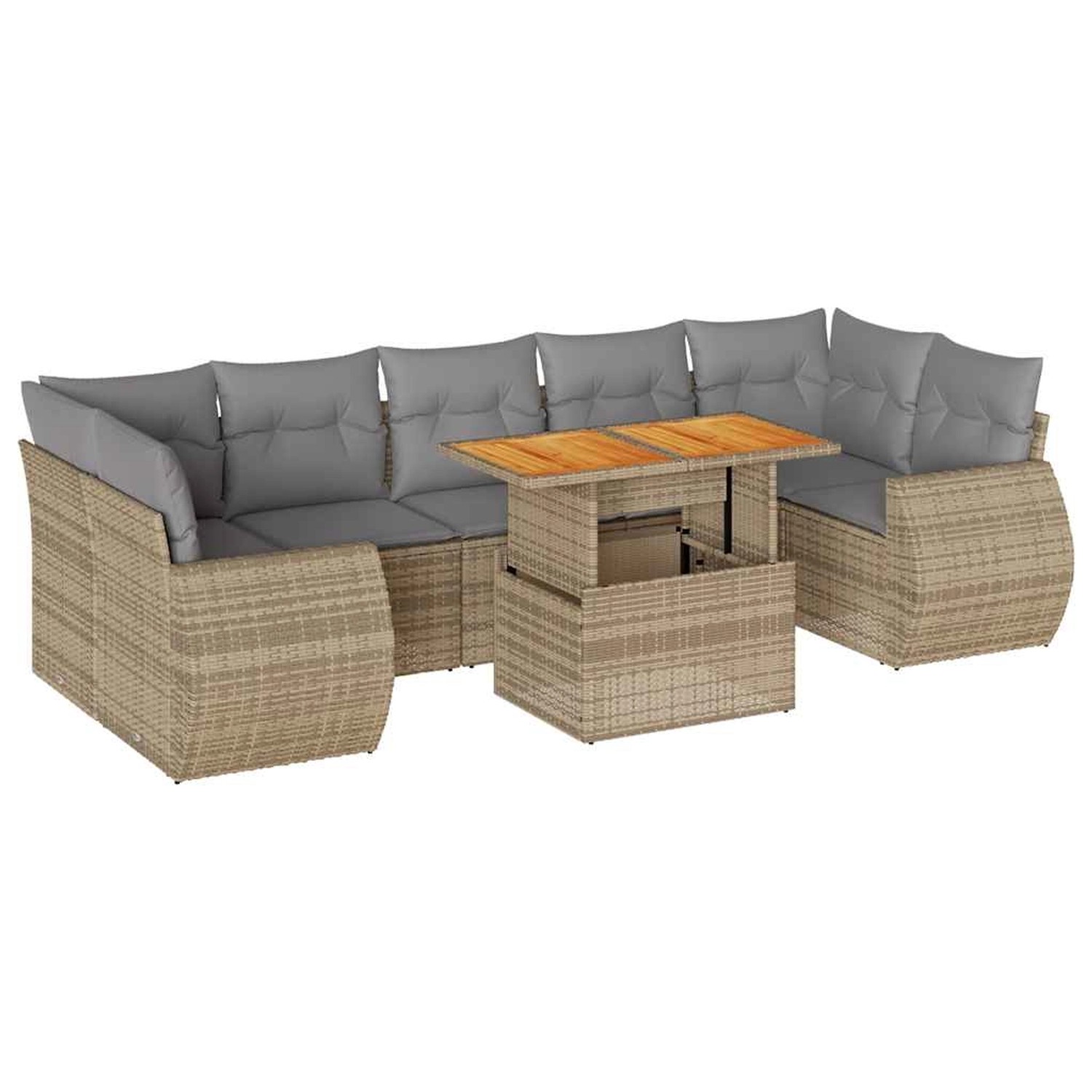 vidaXL 8-Tlg Garten-Sofagarnitur mit Kissen Beige Poly Rattan 3327237 günstig online kaufen