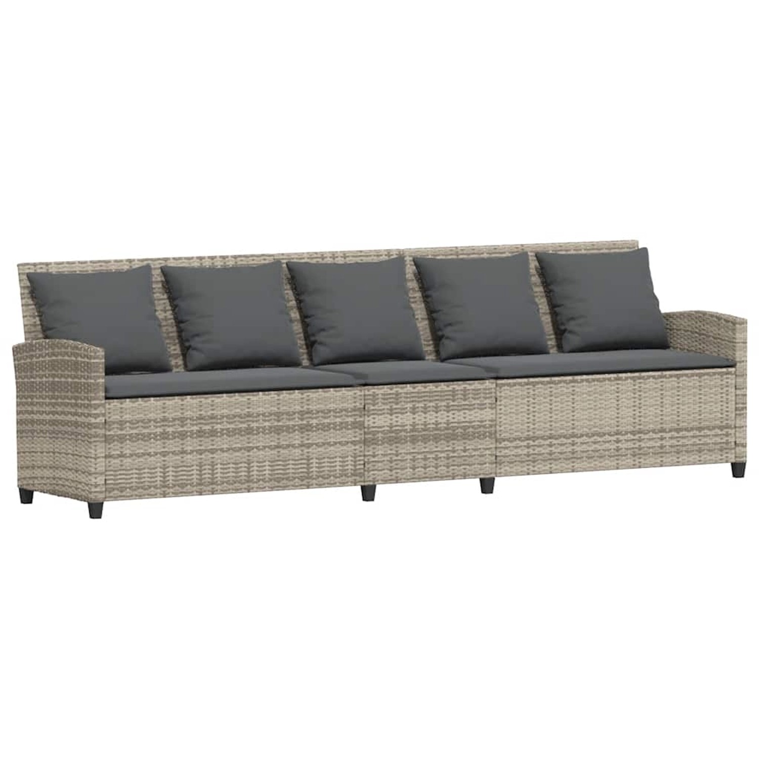 vidaXL Gartensofa 5-Sitzer mit Kissen Hellgrau Poly Rattan 4104117 günstig online kaufen