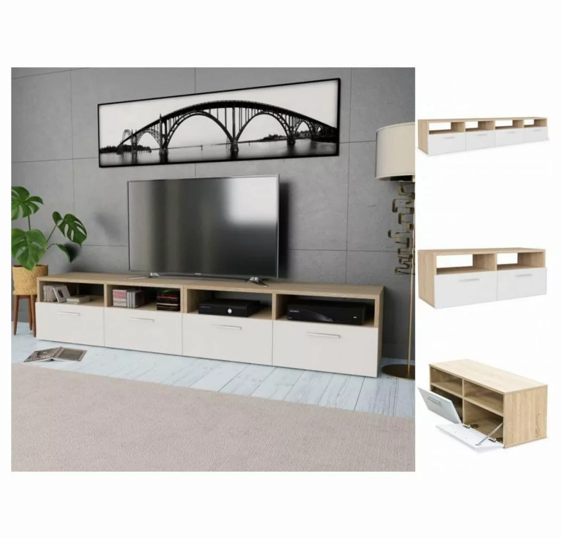 vidaXL TV-Schrank 2 Stk TV-Schränke Spanplatte 95 x 35 x 36 cm Eiche und We günstig online kaufen