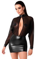 Wetlook-Minikleid mit Mesh-Bluse günstig online kaufen