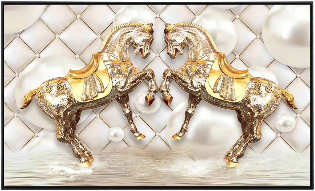 Papermoon Infrarotheizung »Muster mit Pferden gold weiß«, sehr angenehme St günstig online kaufen