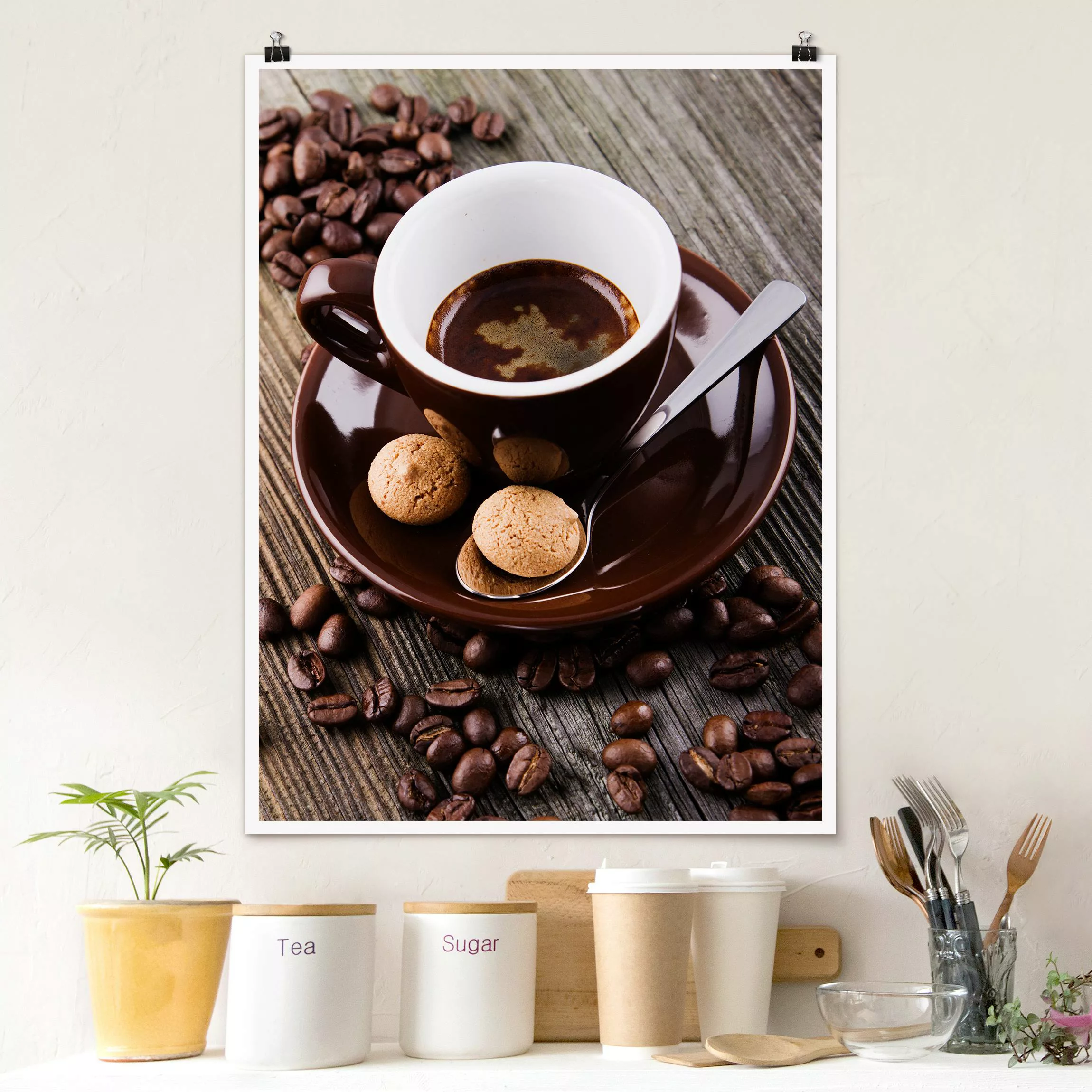 Poster Kaffeetasse mit Kaffeebohnen günstig online kaufen