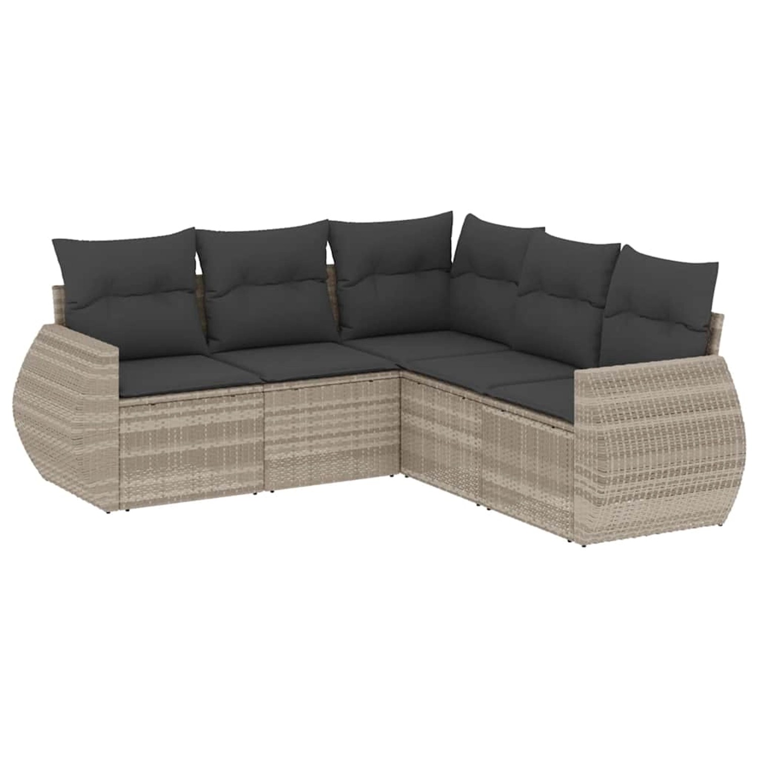 vidaXL 5-Tlg Garten-Sofagarnitur mit Kissen Hellgrau Poly Rattan 3221351 günstig online kaufen