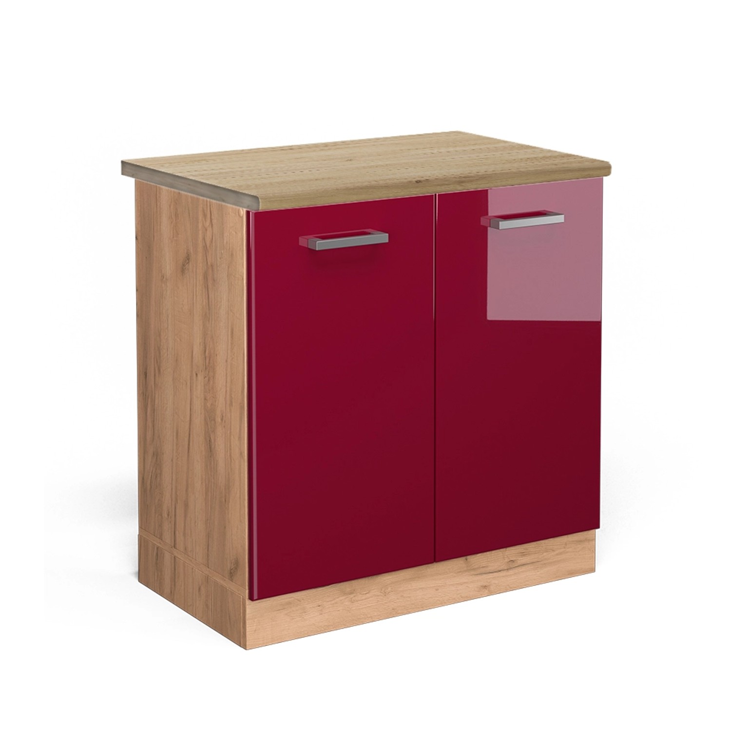 Vicco Spülenunterschrank R-Line, Bordeaux Hochglanz/Goldkraft Eiche, günstig online kaufen