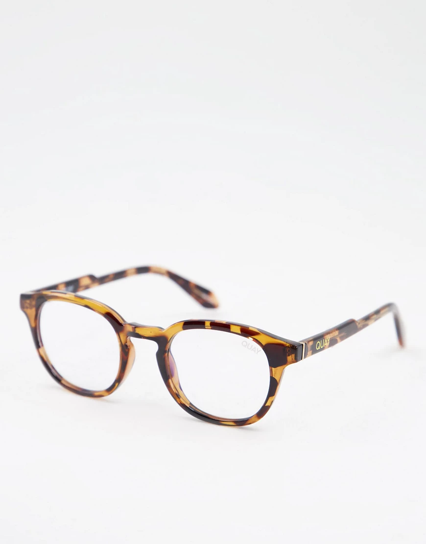 Quay – Brille in Schildpattoptik mit runden Blaulicht-Gläsern-Braun günstig online kaufen