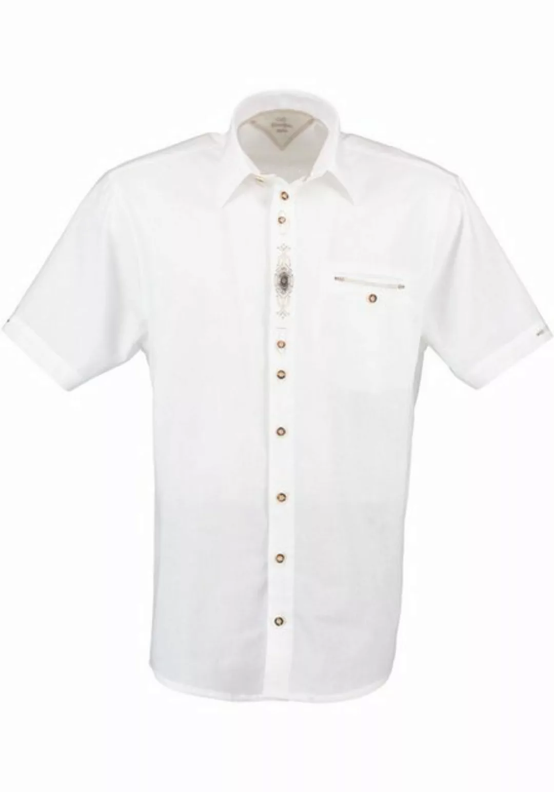OS-Trachten Trachtenhemd Evubus Kurzarmhemd mit Stickerei und Zierteil auf günstig online kaufen