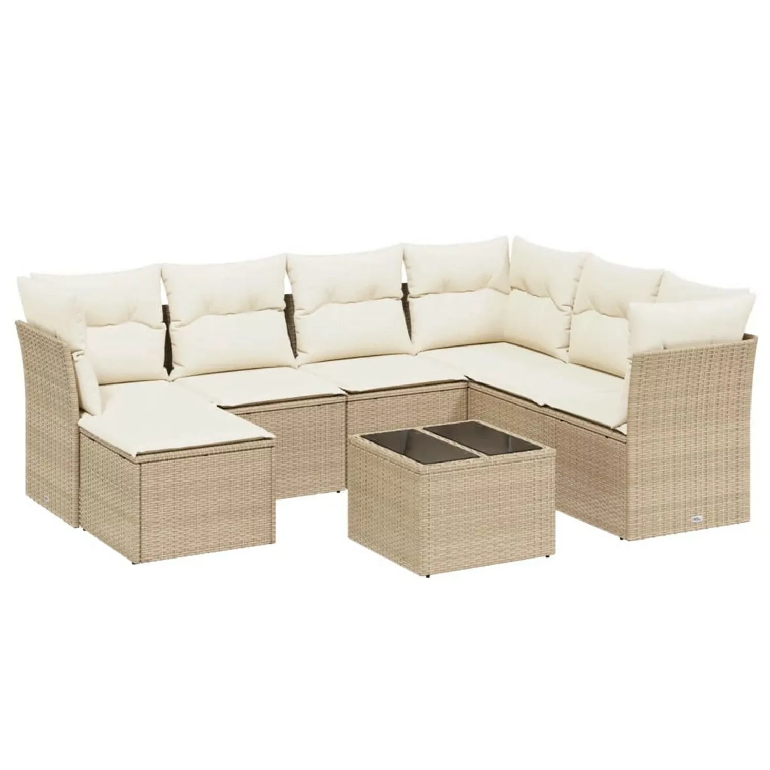 vidaXL 8-tlg Garten-Sofagarnitur mit Kissen Beige Poly Rattan Modell 201 günstig online kaufen