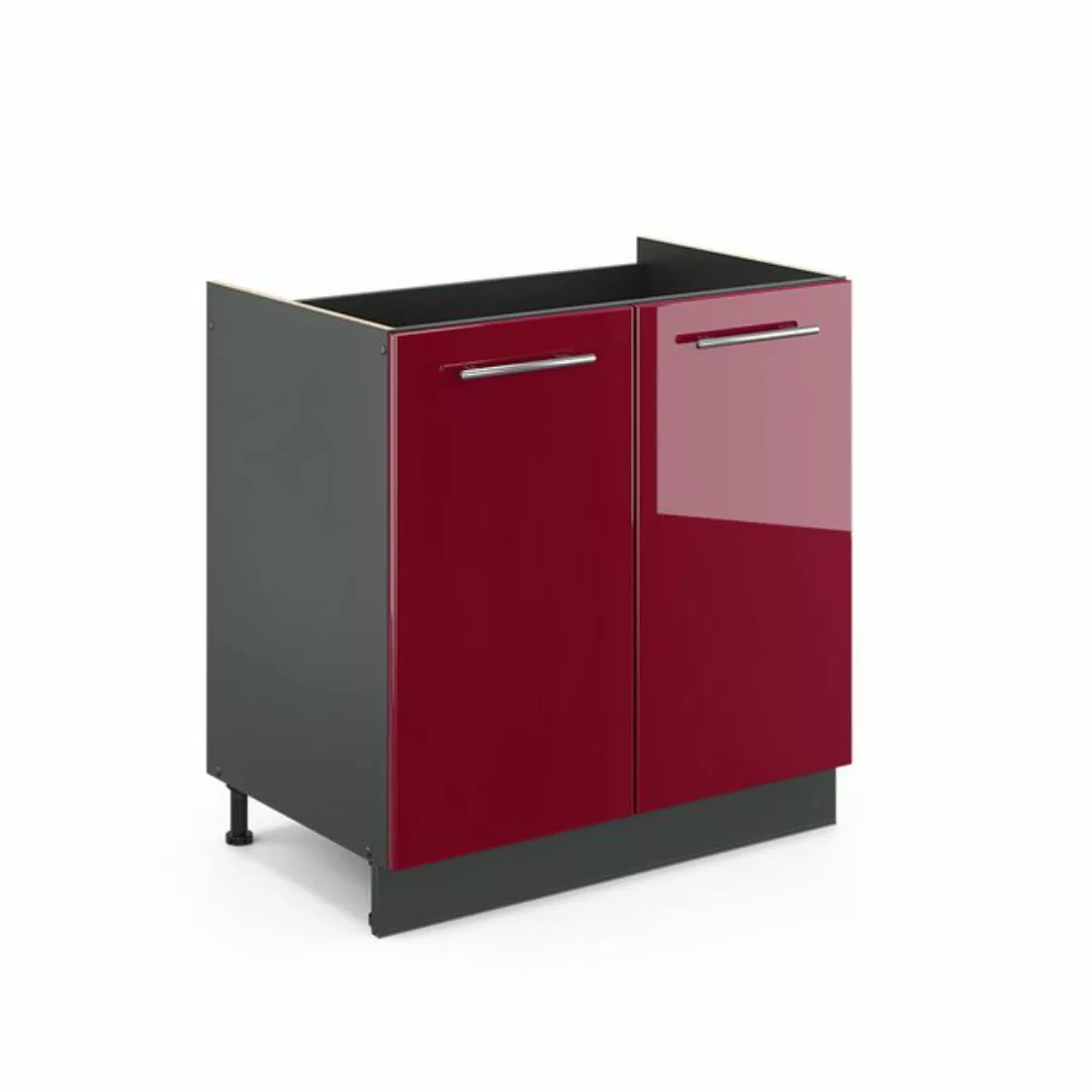 Vicco Spülenunterschrank Fame-Line, Bordeaux Hochglanz/Anthrazit, 80 cm, AP günstig online kaufen