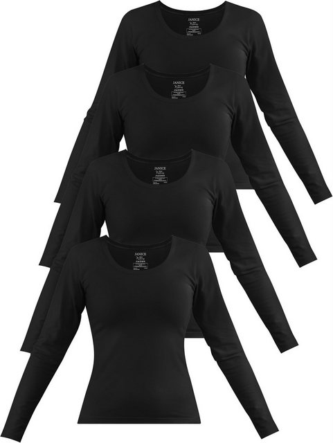 Janice Langarmshirt 4 x Damen Langarmshirt Nimes Figurbetonter Pullover aus günstig online kaufen