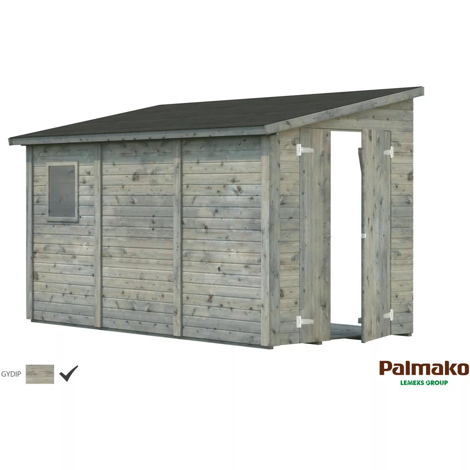 Palmako Mia Holz-Gartenhaus Grau Pultdach Tauchgrundiert 333 cm x 165 cm günstig online kaufen